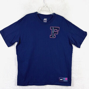 Formula 1 Tshirt Mens XL Navy Embroidered Varsity Letter Patch Car Racing Preppy